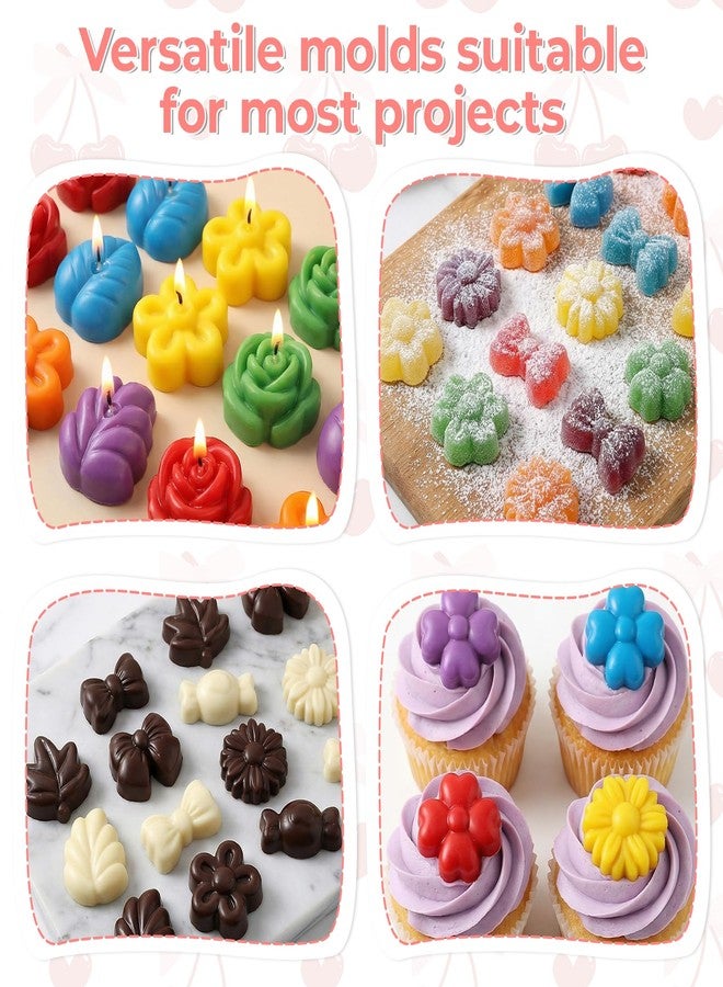 Aysatogc 2PCS Flower Candy Molds, Silicone Flower Shape Chocolate Candy Molds Set Ice Cube Tray Pudding Mold Cookie Mold for Desserts Making - Image 5