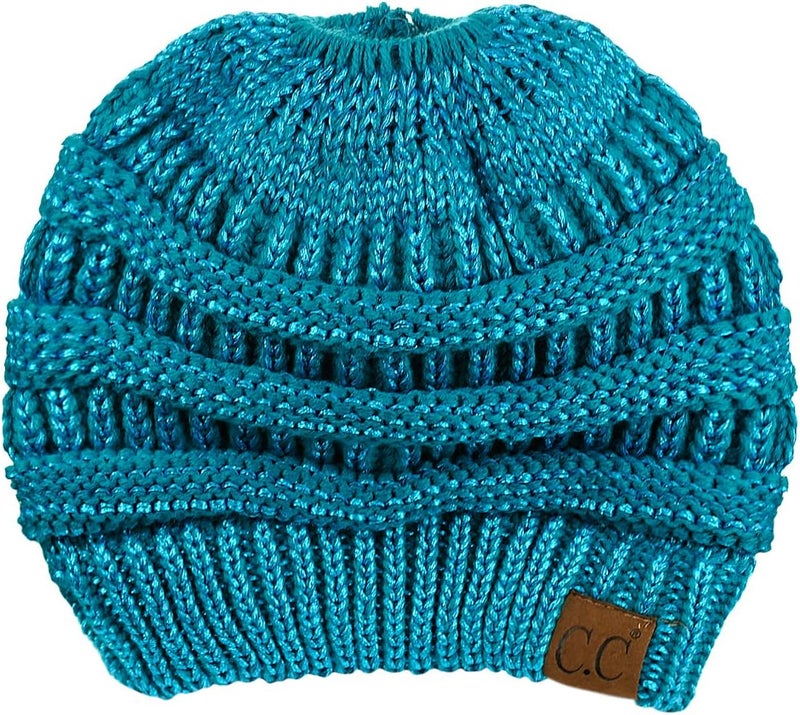 Cc Exclusives Soft Stretch Cable Knit Messy Bun Ponytail Beanie Winter Hat for Women (MB-20A) - Image 4