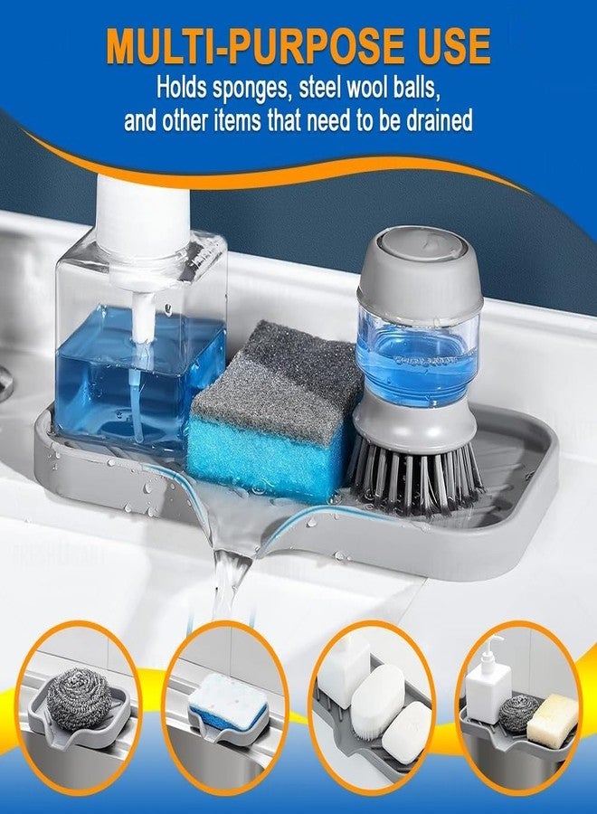 Aakarit Silicon Kitchen Soap Tray Sink Sponge Dish Holder Caddy Organizer Bottle Dispenser Scrubber Brushes Bathroom Multipurpose - Image 4