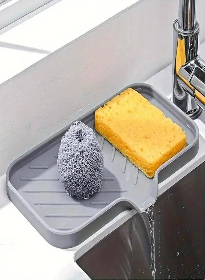 Aakarit Silicon Kitchen Soap Tray Sink Sponge Dish Holder Caddy Organizer Bottle Dispenser Scrubber Brushes Bathroom Multipurpose - Image 1