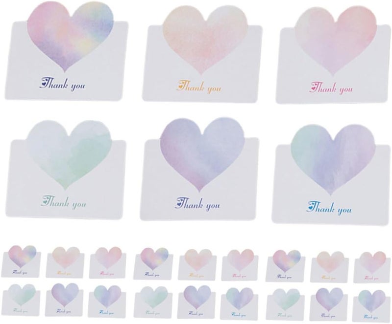 DOITOOL 60pcs Heart Shape Birthday Blessing Cards with Colorful Envelopes, Blank Message Greeting Cards for Holiday and Festival Wishes, Multi- for Party and Personal Use - Image 1