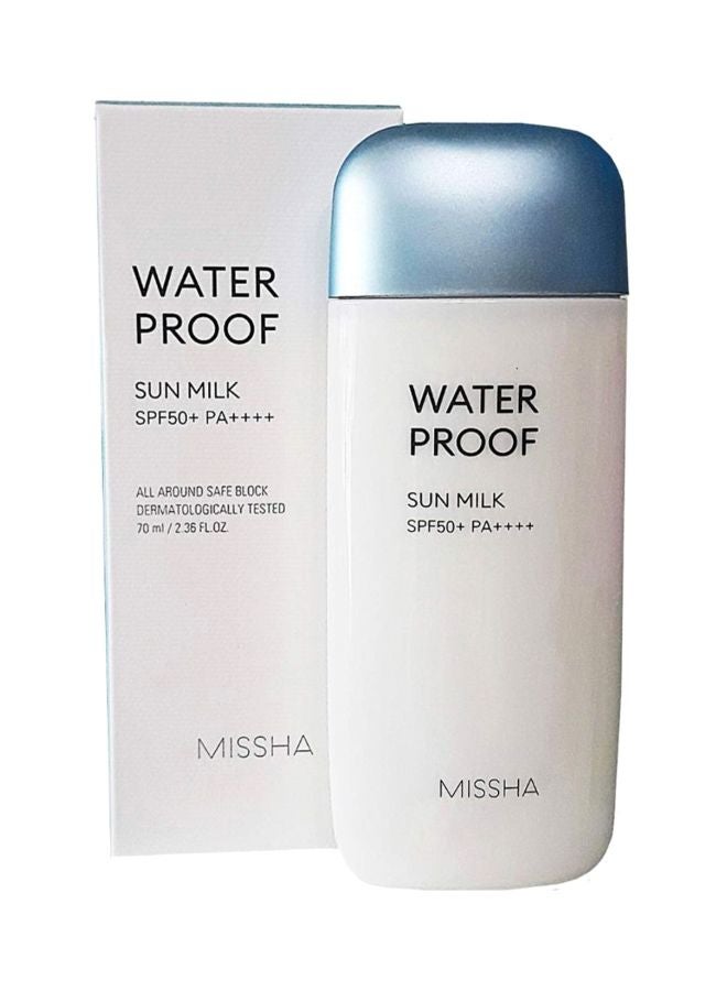 Missha Water Proof Sun Milk All-Around Safe Block Sunscreen SPF50+ PA++++ 70ml - Image 1