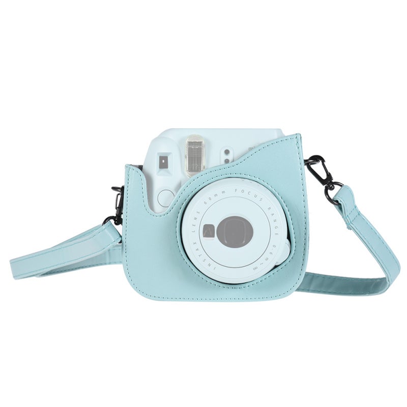 Instant Camera Case: Light Blue PU Splash-Proof Dust-Resistant Magnetic Closure Protective Cover - Soft Inner With Shoulder Strap Photo Storage Pocket for Fujifilm Instax Mini 9/8/8+ - Image 2