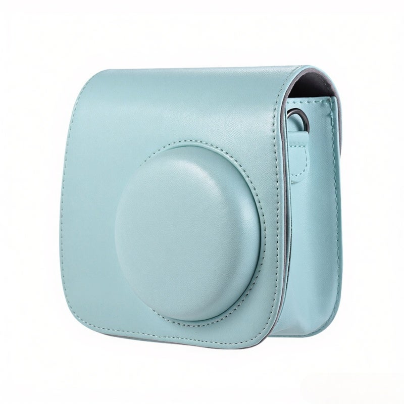 Instant Camera Case: Light Blue PU Splash-Proof Dust-Resistant Magnetic Closure Protective Cover - Soft Inner With Shoulder Strap Photo Storage Pocket for Fujifilm Instax Mini 9/8/8+ - Image 1