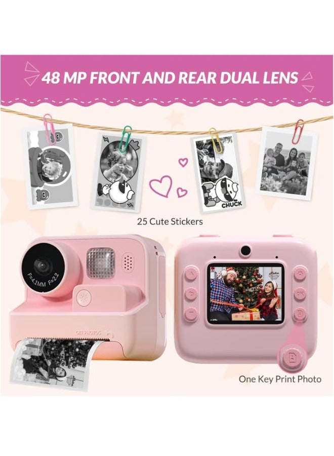 Mafiti Kids Instant Print Camera - 48MP, Zero Ink, and Selfie Mode (Pink) - Image 5