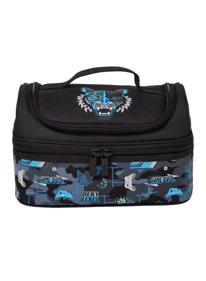 Smiggle Double Layer Kids Lunch Bag, Cute Tiger Pattern Handheld Lunch Box Tote, Portable Snack Bag for Primary Students, 9.84 x 7.48 Inches