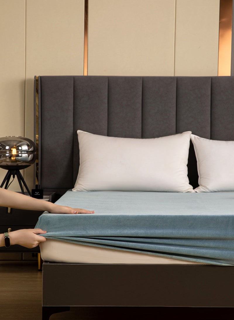 Sharpdo طقم سرير مكون من 3 قطع، طقم ملاءة مخملية سميكة، مع 2 غطاء وسادة، مناسب لسرير بطول 2 متر (200*220 سم) - Image 1