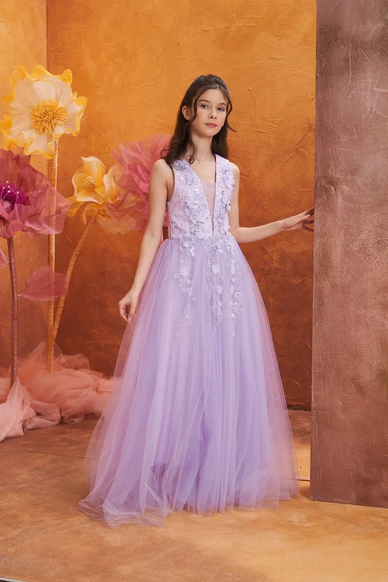 Via Bambino Girls Dress POR 3159 Lilac
