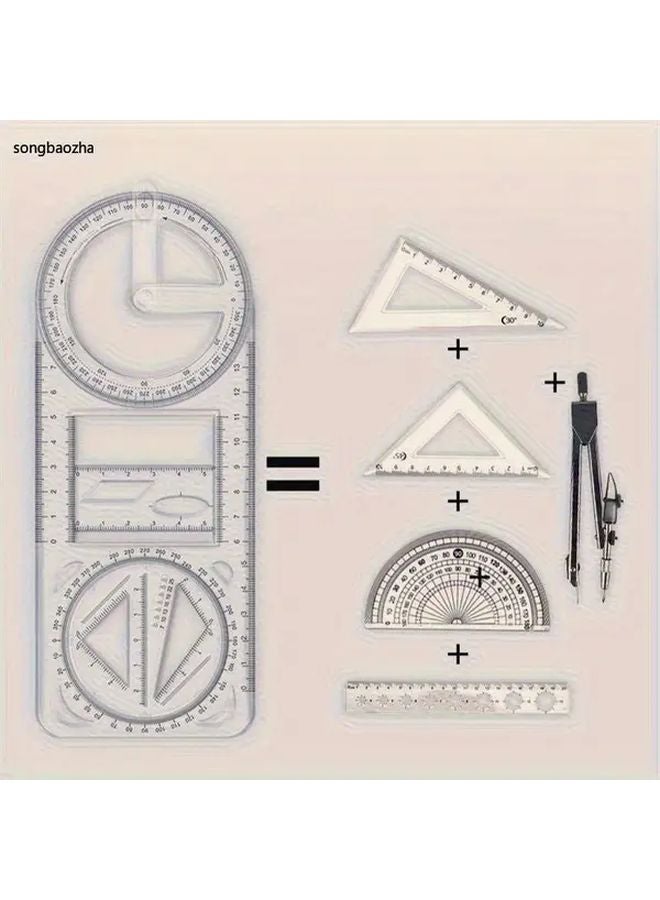 Multifunctional Geometric Ruler Math Drawing Tool Angle Measuring 1 Pack - Image 5