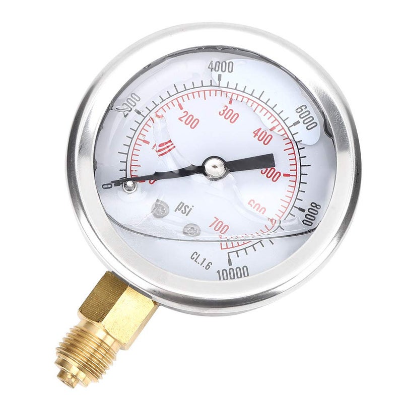 LiebeWH Pressure Gauge Radial Stainless Steel 0-700Bar 0-10000Psi Industrial Tool Dial Liquid Filled with Thread for Machinery Chemical Metallurgy Mining - Image 1
