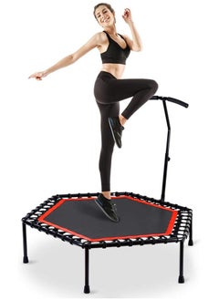 Arabest Fitness Trampoline, 40 Inch Foldable Rebounder Trampoline with Handrail and Safety Pad for Kids Adults Indoor Outdoor Workout Cardio Exercise  - Image 1