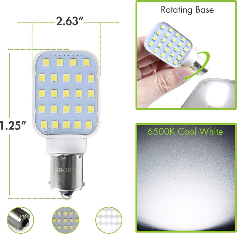 Leisure LED 4 Pack Leisure LED RV Interior Light Bulbs - Super Bright 312 Lumen 1141 1156 BA15S 24-SMD - Image 2
