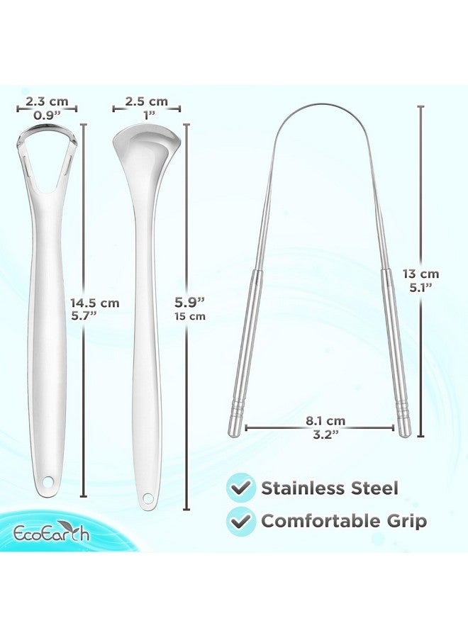 EcoEarth Set of 3 Tongue Scrapers for Adults, Tough Metal Tongue Cleaner w/Storage Case, Stainless Steel Tongue Scrubber for Fresh Breath & Oral Hygiene by EcoEarth - Image 5