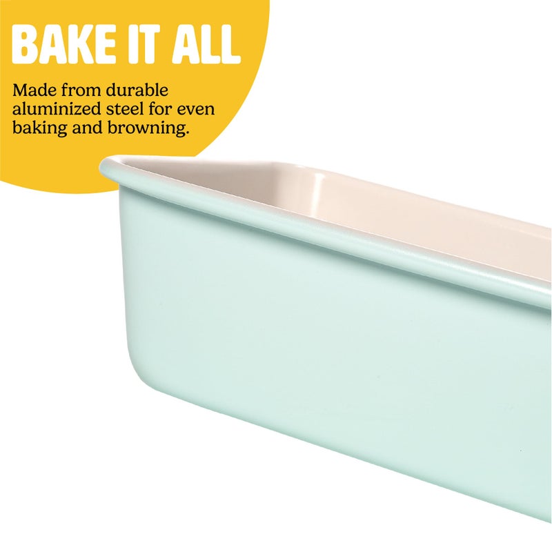 Tasty Clean Ceramic Loaf Pan Set, 2-Pack of 9-Inch x 5-Inch Cake Pans, Durable Aluminized Steel for Professional Results, Clean Ceramic Nonstick Coating, Oven Safe to 425Â°F, Dishwasher Safe, Aqua - Image 4