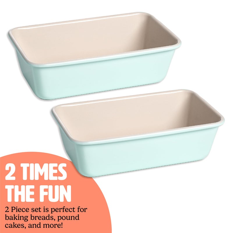 Tasty Clean Ceramic Loaf Pan Set, 2-Pack of 9-Inch x 5-Inch Cake Pans, Durable Aluminized Steel for Professional Results, Clean Ceramic Nonstick Coating, Oven Safe to 425Â°F, Dishwasher Safe, Aqua - Image 5