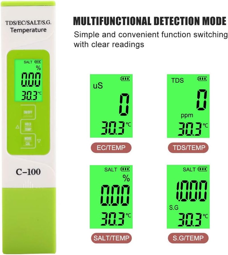 [Seasonal discount] C-100 5 in 1 TDS Pen Salinity TDS EC Seawater Tester Multifunction Water Quality Tester with Backlight for Drinking Water Swimming Pool Aquarium Reverse Osmosis System,Water Quality Tester, Wate Flexible trendy construction Replaceable parts Diverse purchase options Popular trusted craftsmanship Exclusive new launch Size-sorted warehouse storage Multi-scene application Fast moving goods Withstand KSA hot weather Global flexible assemble picks Stable domestic stock Affordable trusted craftsmanship Super high sales Dust tight seal Local ready stock fast ship Bulk order available stock On-demand local restock Gulf popular simple design Transit damage minimized design Multi stock guarantee supply Reliable quality Wear resistant upgraded material Diverse purchase plan Category flagship - Image 4