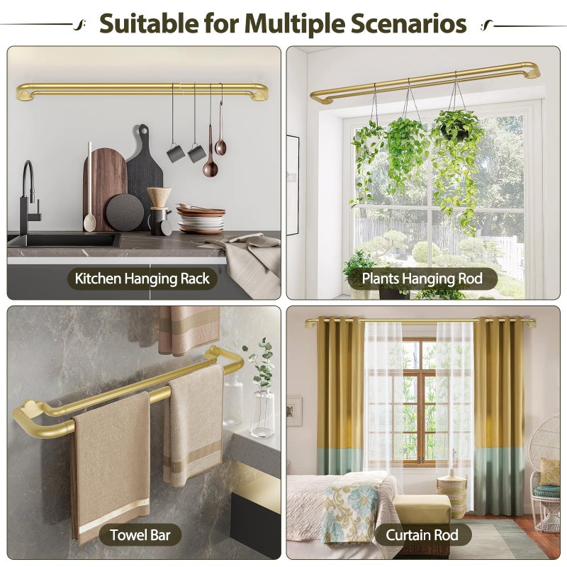 HOTOZON Double Curtain Rods 48 to 84 Inches, HOTOZON Blackout Double Curtain Rods for Windows 36 to 80 Inches (3-6.6 ft), 6/8 Inches Wrap Around Room Darkening Telescoping Drapery Rod, Gold - Image 5