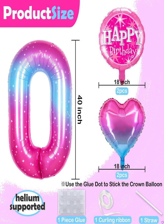 Florisland Gradient Number 5 Balloon for Stitch and Angel Birthday Decorations, 40 inch Big Helium Number Balloons for Girls Birthday Party Celebration Decoration Supplies - Image 2
