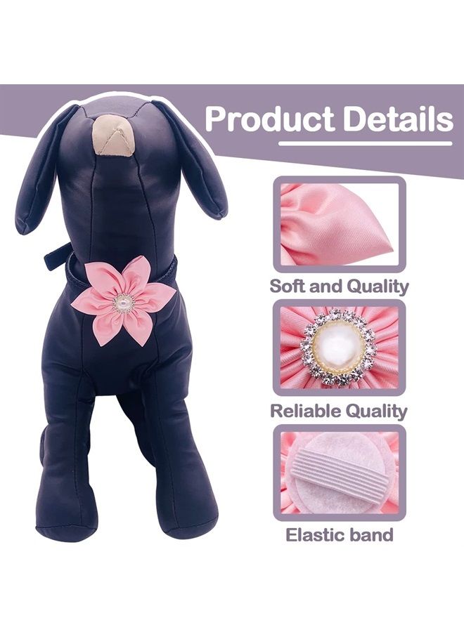 pet show 4pcs 3.5" Small Dog Collar Flowers Pearl Cat Slides Bow Ties Adjustable Floral Collar Attachment for Puppy Girls Decorative Beauty Accessories - Image 4