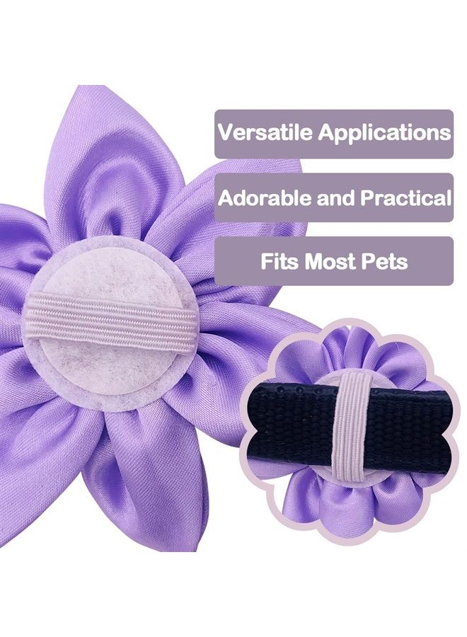 pet show 4pcs 3.5" Small Dog Collar Flowers Pearl Cat Slides Bow Ties Adjustable Floral Collar Attachment for Puppy Girls Decorative Beauty Accessories - Image 3
