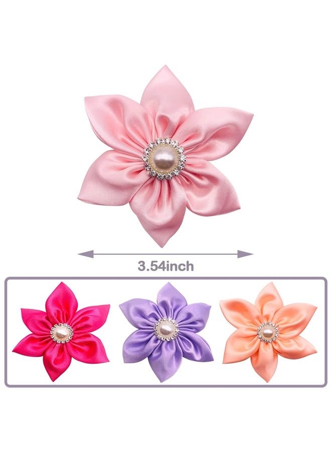 pet show 4pcs 3.5" Small Dog Collar Flowers Pearl Cat Slides Bow Ties Adjustable Floral Collar Attachment for Puppy Girls Decorative Beauty Accessories - Image 5