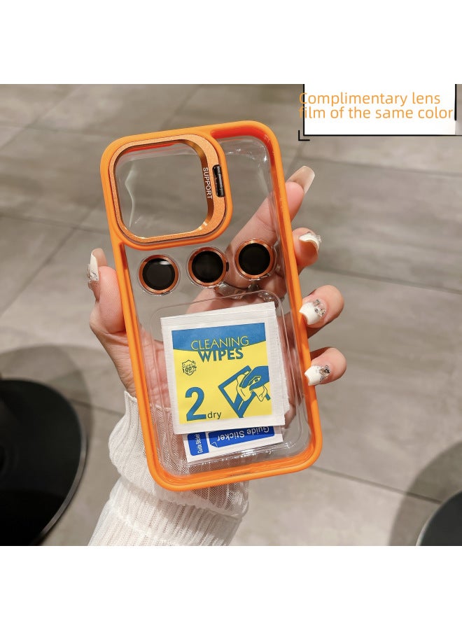 Digital Computer/iphone Protective Case For IPhone Mini/13/13 Pro/13 Pro Max Pu Leather Material Slim Design Lightweight Stylish-Color:Bracket Transparent Missing Label [Orange]]-Applicable Model:iPhone 14 PROMAX
