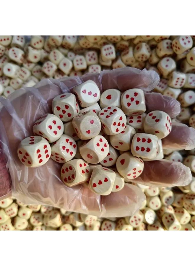 16 Pcs Heart Shaped Wooden Dice Set 16mm Party Game Accessories Valentine Gift - Image 5