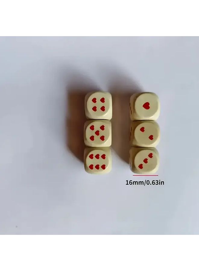16 Pcs Heart Shaped Wooden Dice Set 16mm Party Game Accessories Valentine Gift - Image 2