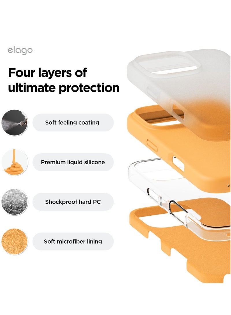 Elago Liquid Silicone for iPhone 16 Pro MAX Case Cover Full Body Protection, Shockproof, Slim, Anti-Scratch Soft Microfiber Lining - Orange - Image 4