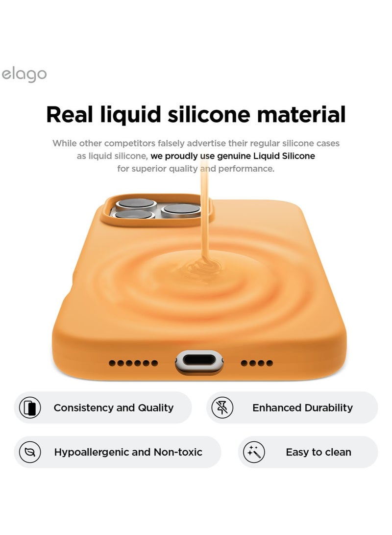 Elago Liquid Silicone for iPhone 16 Pro MAX Case Cover Full Body Protection, Shockproof, Slim, Anti-Scratch Soft Microfiber Lining - Orange - Image 3