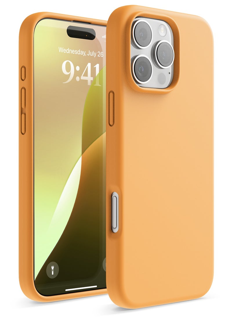 Elago Liquid Silicone for iPhone 16 Pro MAX Case Cover Full Body Protection, Shockproof, Slim, Anti-Scratch Soft Microfiber Lining - Orange - Image 1