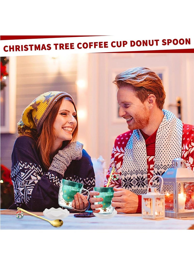 توبيتش أكواب قهوة عيد الميلاد مع غطاء، أكواب شاي زجاجية مزدوجة الجدار معزولة، هدايا عيد الميلاد للأصدقاء والعائلة - Image 5