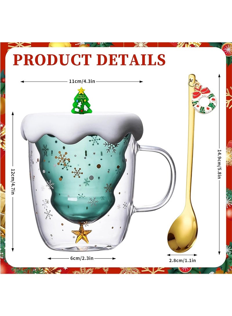 توبيتش أكواب قهوة عيد الميلاد مع غطاء، أكواب شاي زجاجية مزدوجة الجدار معزولة، هدايا عيد الميلاد للأصدقاء والعائلة - Image 2