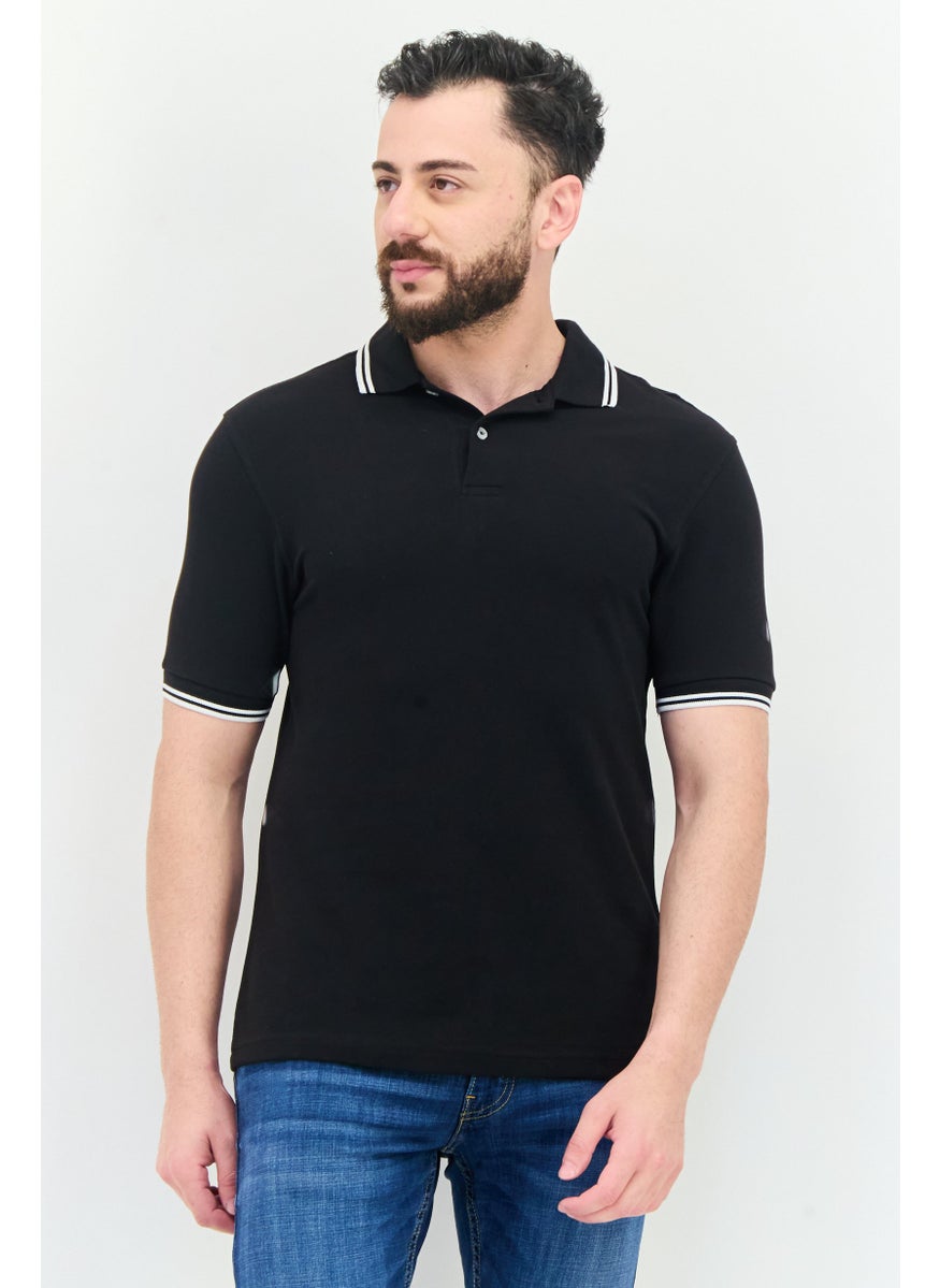 English Laundry Men Regular Fit Textured Short Sleeves Polo, Black  - Image 1