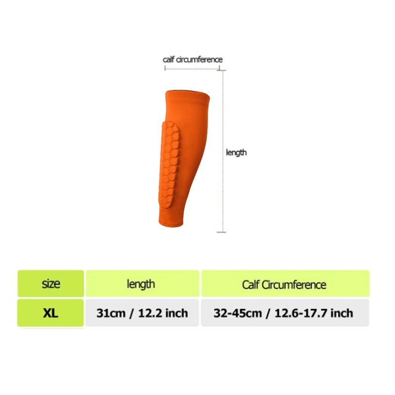 Orange XL Calf Compression Sleeves Shin Guards Soccer Leg Support Breathable Honeycomb - Image 5