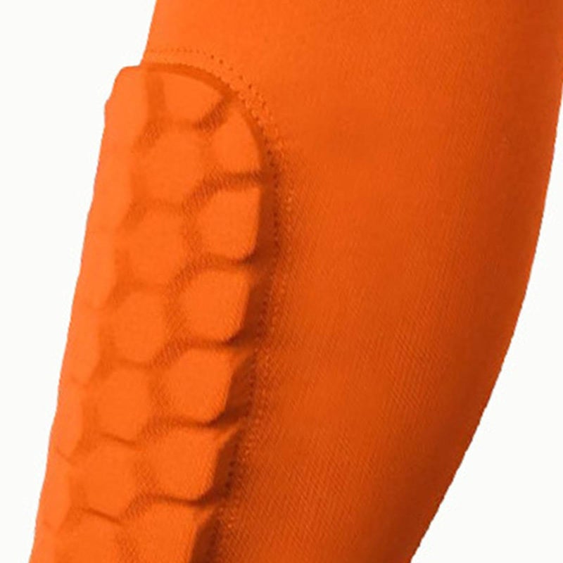 Orange XL Calf Compression Sleeves Shin Guards Soccer Leg Support Breathable Honeycomb - Image 4