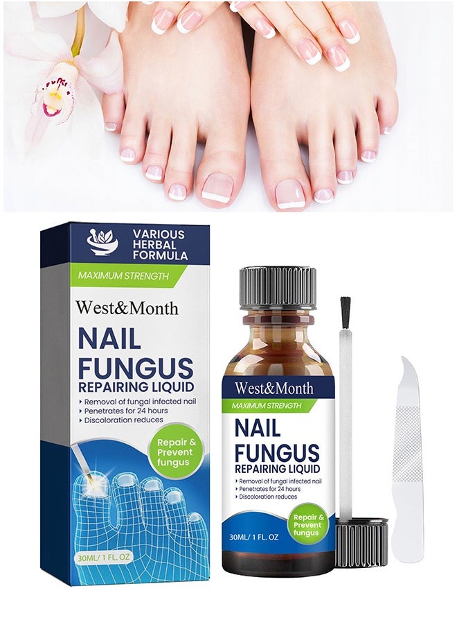West&Month Nail Fungus Repairing Liquid-Fungal Nail Treatment for Toe Nail and Fingernails-Tea Tree Oil Nail Repair Solution for Thick/Broken/Discolored Nails-Renews Damaged Cracked Ingrown Toenail  - Image 1