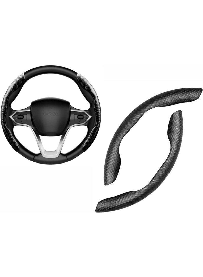 CARIZO غطاء عجلة القيادة بنمط أسود، آمن وغير قابل للانزلاق، متوافق مع ملحقات السيارة للرجال والنساء - Image 1