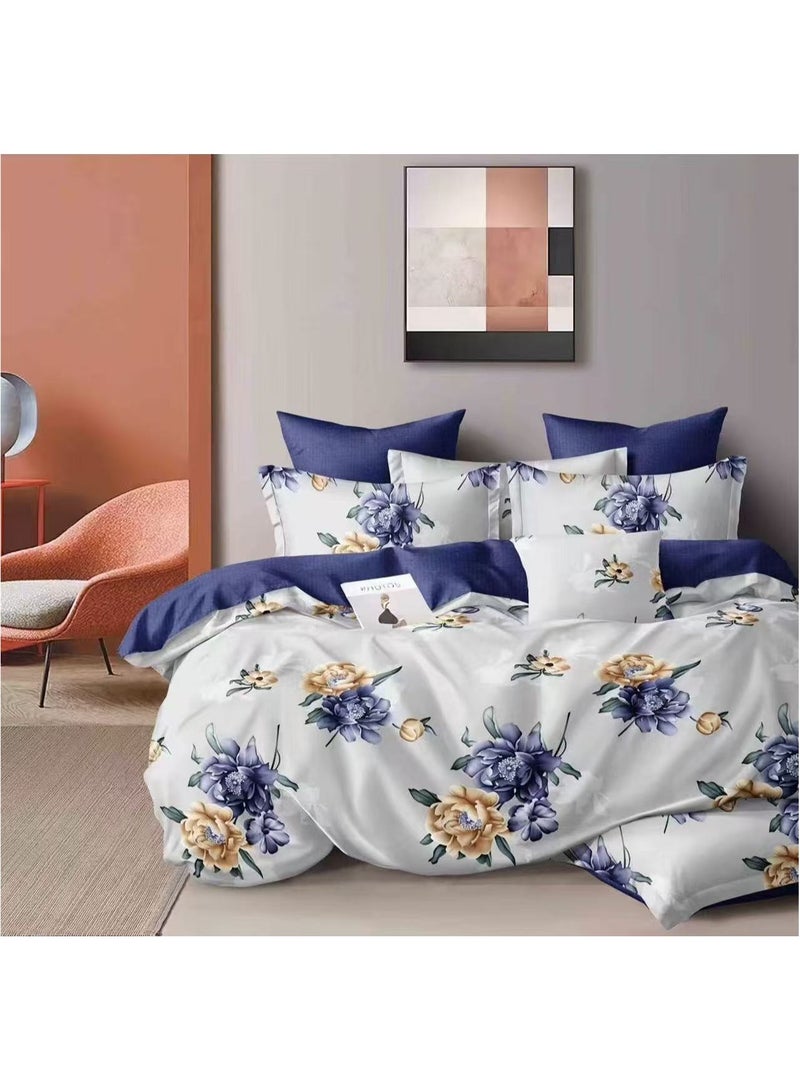 AL RAID 6-Piece King Size Duvet Cover Set Microfiber Super Soft Cotton Includes 1xDuvet Cover 220x240cm 1x Fitted Sheet 200x200+30cm 4X Pillowcases 50x75cm