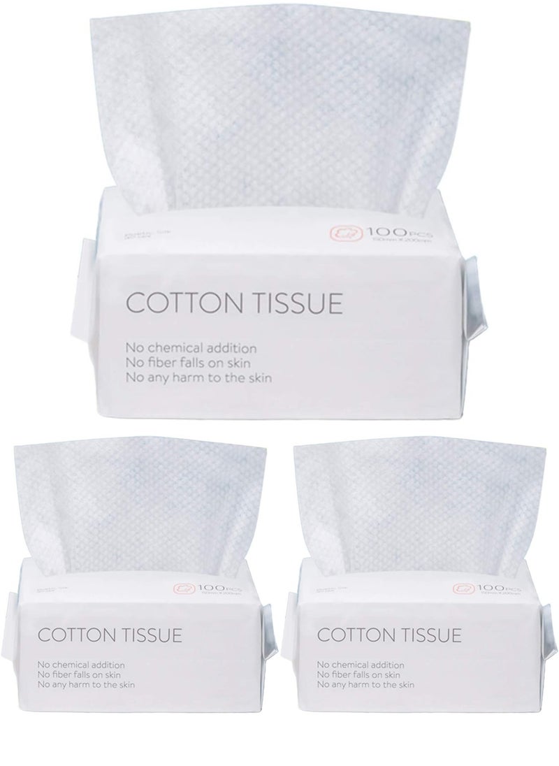 kaiderine 3 sets of 100PCS Large Disposable Face Towel, Facial Eye Nail Make up Removing Cotton Tissue, Multipurpose Cotton Towel Tissue for Skin Care, Reusable Cotton Pads, Wet & Dry Use  - Image 1