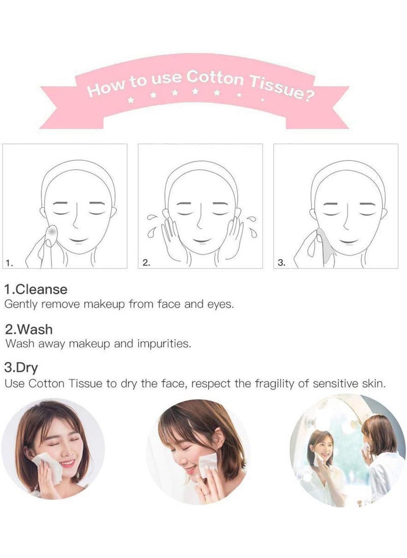 kaiderine 3 sets of 100PCS Large Disposable Face Towel, Facial Eye Nail Make up Removing Cotton Tissue, Multipurpose Cotton Towel Tissue for Skin Care, Reusable Cotton Pads, Wet & Dry Use  - Image 5