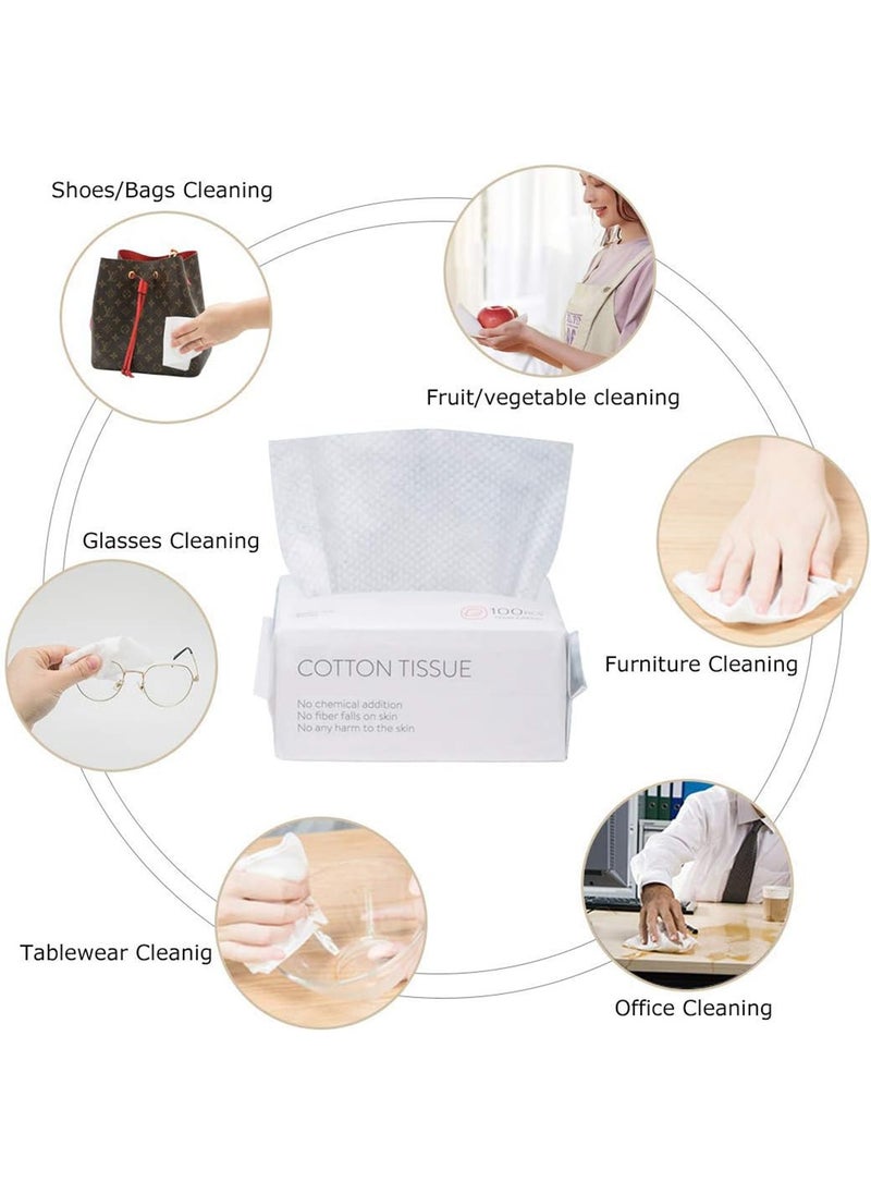 kaiderine 3 sets of 100PCS Large Disposable Face Towel, Facial Eye Nail Make up Removing Cotton Tissue, Multipurpose Cotton Towel Tissue for Skin Care, Reusable Cotton Pads, Wet & Dry Use  - Image 3