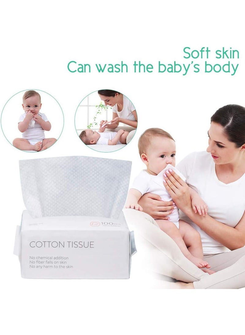 kaiderine 3 sets of 100PCS Large Disposable Face Towel, Facial Eye Nail Make up Removing Cotton Tissue, Multipurpose Cotton Towel Tissue for Skin Care, Reusable Cotton Pads, Wet & Dry Use  - Image 2