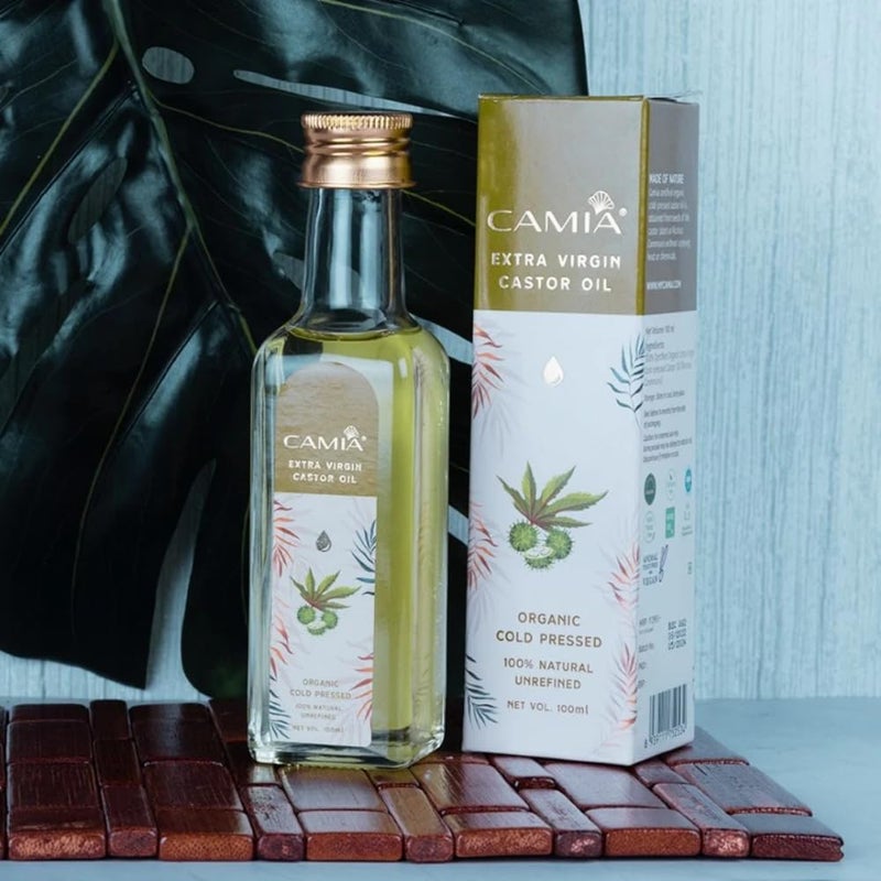 CAMIA Premium Cold Pressed Organic Castor Oil For Skin Hair Eyebrows Rich in Vit E free fatty acids Hydrates Nourishes skin Promotes Hair Growth Strengthens strands 250 ML Glass Bottle - Image 5