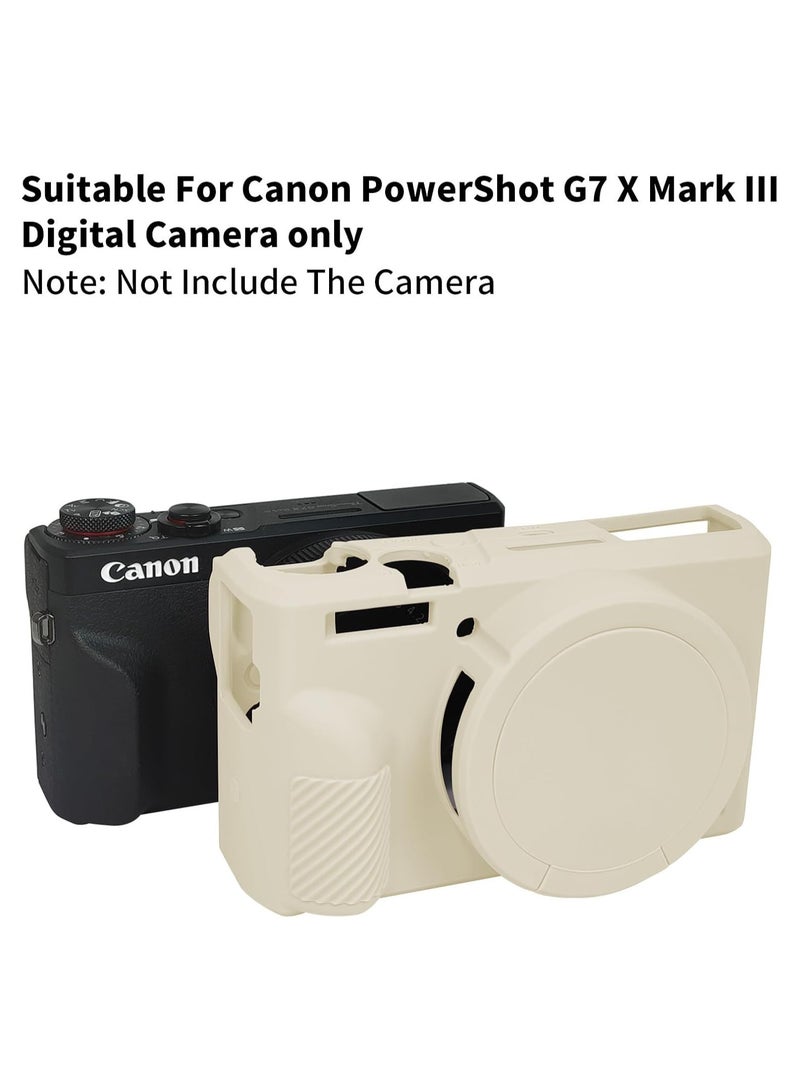 Case for Canon Powershot G7 X Mark III Digital Camera Soft Silicone Protective Cover with Removable Lens Cover for Canon Powershot G7X Mark III DSLR Camera (Beige)  - Image 3