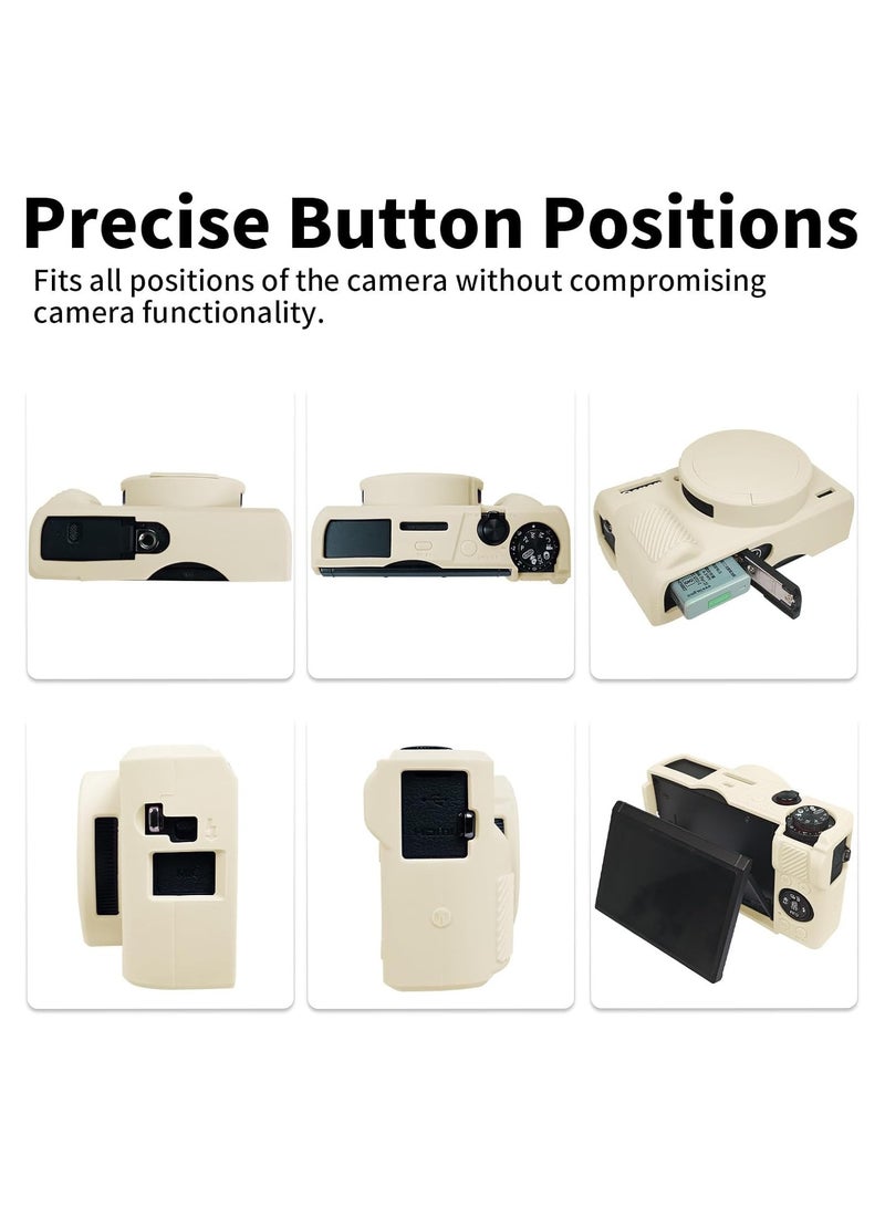 Case for Canon Powershot G7 X Mark III Digital Camera Soft Silicone Protective Cover with Removable Lens Cover for Canon Powershot G7X Mark III DSLR Camera (Beige)  - Image 2