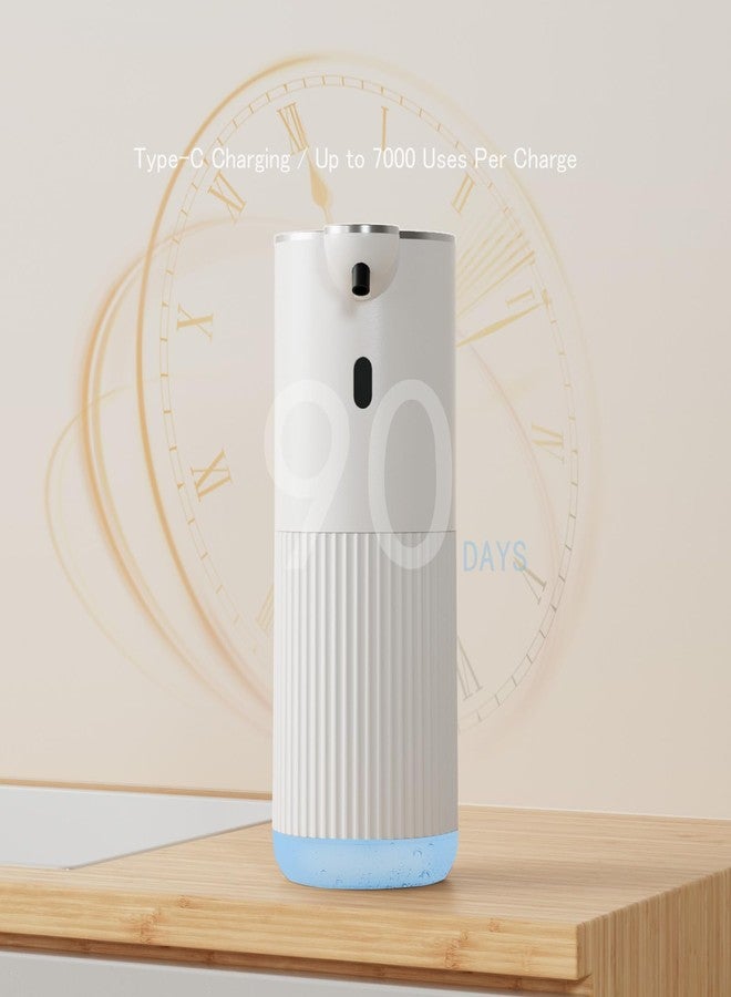 موزع صابون أوتوماتيكي مزود بمؤشر LED (لنسبة شحن البطارية ومستوى الرغوة)، 7000 استخدام، 6 إعدادات للرغوة، يُثبت على الحائط أو يُوضع على سطح الطاولة، قابل لإعادة الشحن عبر منفذ USB-C، مناسب للحمام والمطبخ، أبيض - Image 4