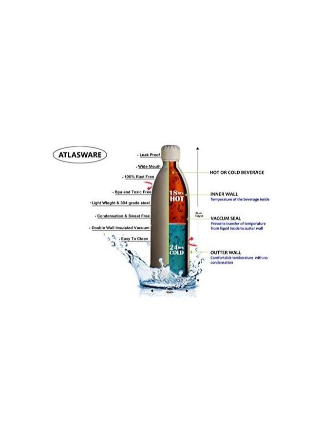 Atlasware Stainless Steel Vacuum Bottle Grey 500ml - Image 3