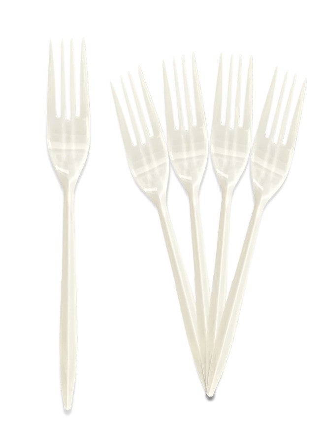 PAMI Plastic Forks 1000 Count Bulk Pack Medium Weight Disposable Utensils for Parties Catering Takeout & More Sturdy Cutlery (Forks Forks White) - Image 2