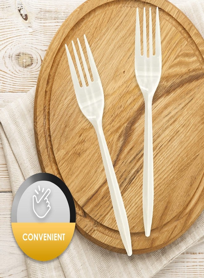 PAMI Plastic Forks 1000 Count Bulk Pack Medium Weight Disposable Utensils for Parties Catering Takeout & More Sturdy Cutlery (Forks Forks White) - Image 4